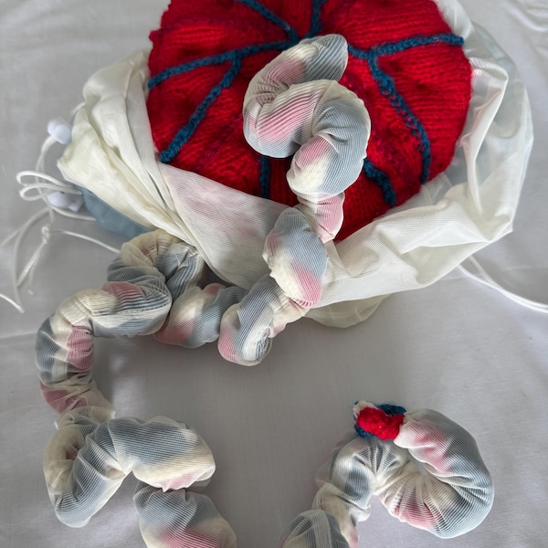 Hand knitted placenta cord and amniotic sac set